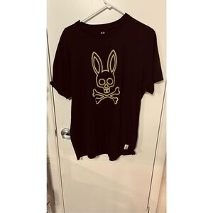 Psycho Bunny Colton Yellow Glo Bunny Black T Shirt Mens Size XL
